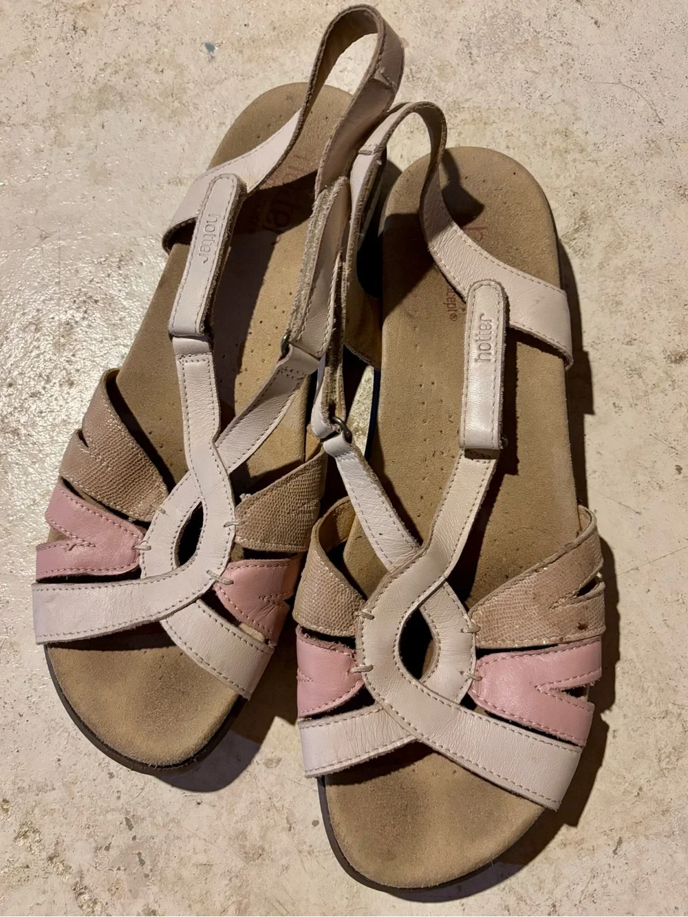 hotter Pink and Beige Leather Slingback Sandals